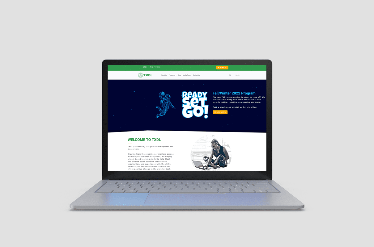 TXDL website on laptop