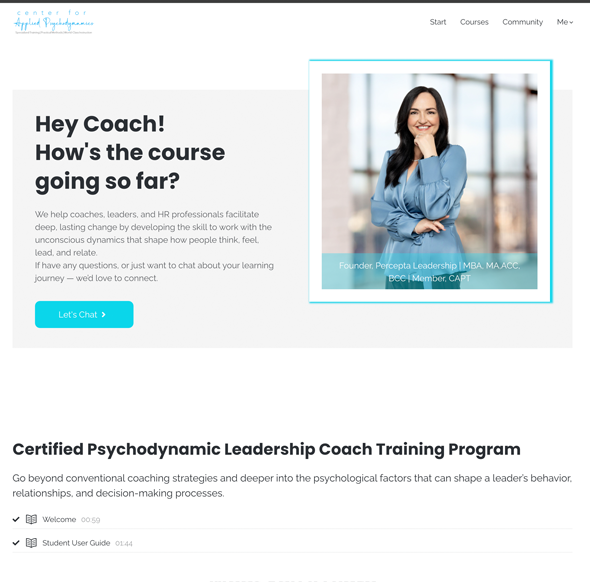 Percepta biio LMS website